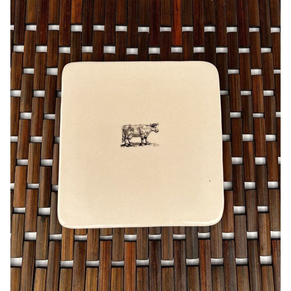 Rae Dunn Cow and Cheese Trivets Plates by Magenta Rare Retired Set of 2 - Picture 4 of 8
